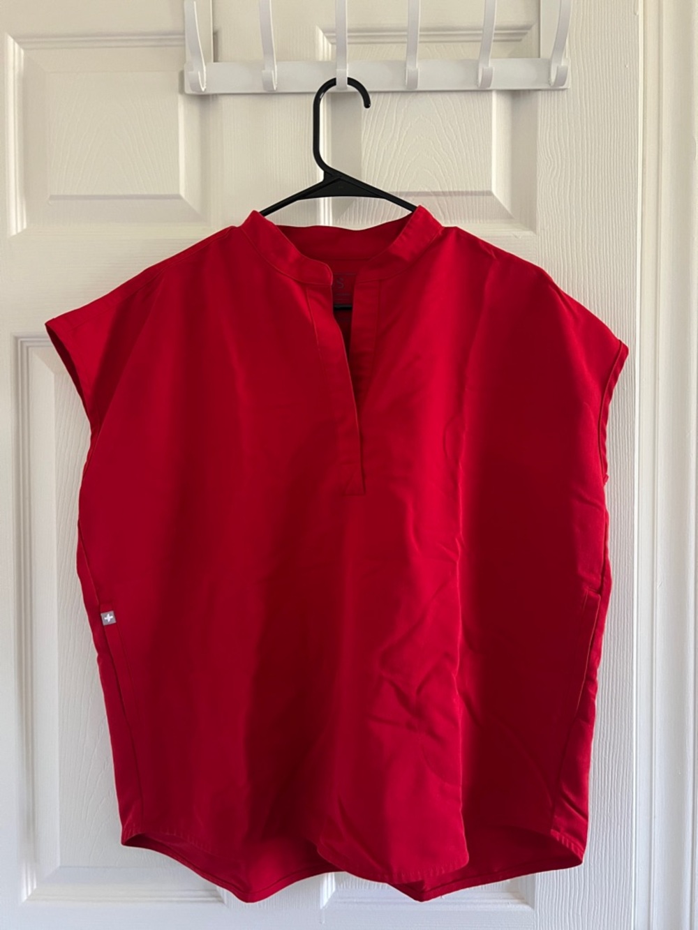 FIGS Red Cap-Sleeve Medical Top